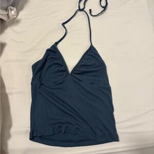 Sunday Best Navy Blue Ribbed Halter Camisole
